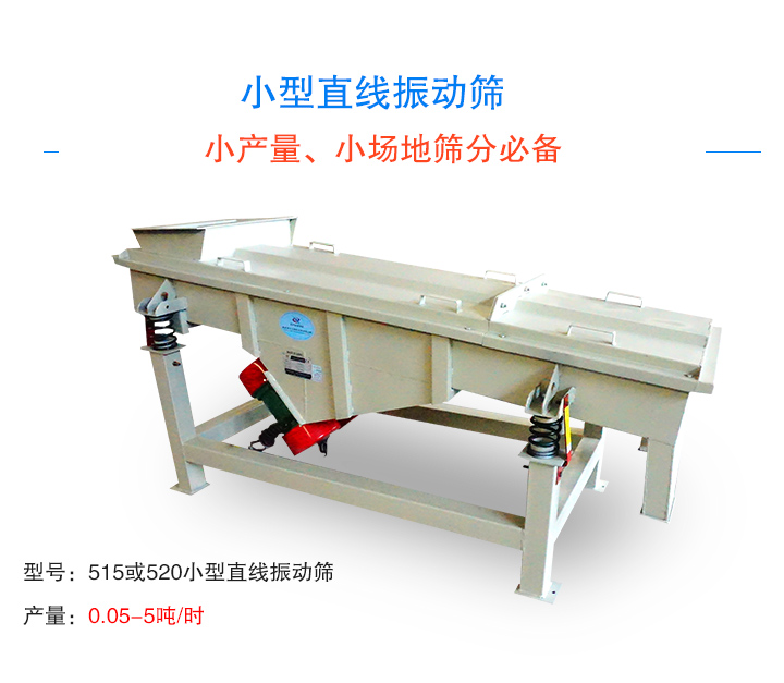 小型直線振動篩適合小產(chǎn)量、場地較小的用戶使用